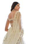 Buy_Foram Patel_Cream Organza Embroidered Mirror V Neck Blouse Flared Lehenga Set 