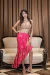 Buy_Foram Patel_Pink Georgette Embroidered Shell Bralette And Ruffle Asymmetric Skirt Set _at_Aza_Fashions