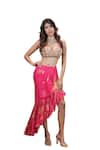 Foram Patel_Pink Georgette Embroidered Shell Bralette And Ruffle Asymmetric Skirt Set _Online_at_Aza_Fashions