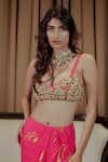 Buy_Foram Patel_Pink Georgette Embroidered Shell Bralette And Ruffle Asymmetric Skirt Set _Online_at_Aza_Fashions