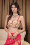 Shop_Foram Patel_Pink Georgette Embroidered Shell Bralette And Ruffle Asymmetric Skirt Set _Online_at_Aza_Fashions