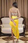 Shop_Foram Patel_Yellow Georgette Embroidered Shell Cowrie Bralette And Draped Skirt Set _at_Aza_Fashions