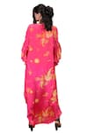 Foram Patel_Pink Natural Crepe Printed Floral V Neck And Paisley Kaftan With Inner _at_Aza_Fashions