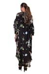 Buy_Foram Patel_Black Natural Crepe Embroidered Shell V Neck Floral Print Kaftan With Inner 