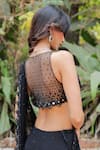 Shop_Foram Patel_Black Georgette Embroidered Mirror V- Neck Pre-draped Saree With Blouse _at_Aza_Fashions