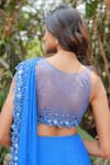 Shop_Foram Patel_Blue Georgette Hand Embroidered Mumtaz Pre-draped Saree With Blouse _at_Aza_Fashions