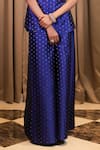 Foram Patel_Blue Brocade Embroidered Foil Blunt V Neck Kurta And Palazzo Set _Online_at_Aza_Fashions