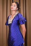 Buy_Foram Patel_Blue Brocade Embroidered Foil Blunt V Neck Kurta And Palazzo Set 