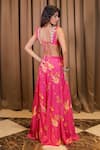 Foram Patel_Pink Natural Crepe Printed Floral Sweetheart Blouse And Sharara Set _Online_at_Aza_Fashions