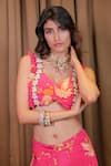 Foram Patel_Pink Natural Crepe Printed Floral Sweetheart Blouse And Sharara Set _at_Aza_Fashions