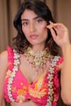 Foram Patel_Pink Natural Crepe Printed Floral Sweetheart Blouse And Sharara Set _at_Aza_Fashions