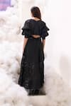 Shop_Sahil Kochhar_Black Organza Embroidered Applique Boat Ashima Floral Work Maxi Dress  _at_Aza_Fashions