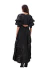 Shop_Sahil Kochhar_Black Organza Embroidered Applique Boat Ashima Floral Work Maxi Dress  _Online_at_Aza_Fashions