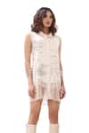 Sahil Kochhar_Ivory Rayon Embroidered Lace Collared Hazel French Dress  _Online_at_Aza_Fashions