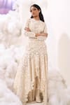 Buy_Sahil Kochhar_Ivory Soft Net Embroidered 3d Applique Lilian Asymmetric Dress  _at_Aza_Fashions