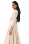 Sahil Kochhar_Ivory Soft Net Embroidered 3d Applique Lilian Asymmetric Dress  _Online_at_Aza_Fashions