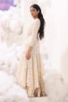 Buy_Sahil Kochhar_Ivory Soft Net Embroidered 3d Applique Lilian Asymmetric Dress  _Online_at_Aza_Fashions