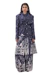 Buy_Sahil Kochhar_Blue Rayon Twill Printed Nature Nain Galaxy Flared Pant  _Online_at_Aza_Fashions