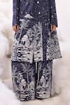 Sahil Kochhar_Blue Rayon Twill Printed Nature Nain Galaxy Flared Pant  _at_Aza_Fashions