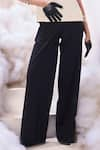 Buy_Sahil Kochhar_Black Cotton Satin Plain Oksana Flared Pant  _Online_at_Aza_Fashions