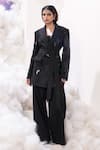 Buy_Sahil Kochhar_Black Suiting Embellished Applique Lapel Collar Polina Sequin Jacket _at_Aza_Fashions