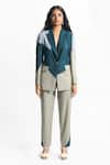 Buy_Sahil Kochhar_Blue Suiting Embellished Colourblock Lapel Collar Roma Jacket  _Online_at_Aza_Fashions