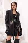 Buy_Sahil Kochhar_Black Suiting Embellished Applique Lapel Collar Shaza Floral Jacket  _Online_at_Aza_Fashions