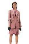 Buy_Sahil Kochhar_Pink Suiting Embellished Applique Lapel Collar Tyra Doodle Jacket  _Online_at_Aza_Fashions