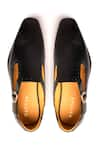 Shop_Nauvab_Black Plain Bagh Brogue Shoes _at_Aza_Fashions