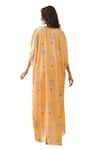 Shop_Pasha India_Yellow Swiss Satin Print Jasmine Cape Open Neck Skirt Set 