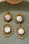 Shop_Kastiya Jewels_Off White Baroque Pearl Embellished Earrings _at_Aza_Fashions