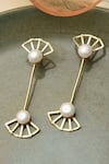 Shop_Kastiya Jewels_Off White Baroque Pearl Embellished Dangler Earrings_at_Aza_Fashions