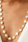 Kastiya Jewels_Off White Pearl Long Necklace _Online_at_Aza_Fashions