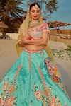 Shop_Sidhaarth & Disha_Blue Blouse And Lehenga Raw Silk Embroidery Resham Sweetheart Gullista Set _at_Aza_Fashions