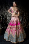 Sidhaarth & Disha_Pink Blouse And Lehenga Raw Silk Embroidery Mirror Bahar Mahal Zari Thread Set_Online_at_Aza_Fashions