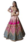 Buy_Sidhaarth & Disha_Pink Blouse And Lehenga Raw Silk Embroidery Mirror Bahar Mahal Zari Thread Set_Online_at_Aza_Fashions