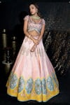 Sidhaarth & Disha_Peach Blouse Raw Silk Embroidery Resham Shamiyana Lehenga Set _Online_at_Aza_Fashions