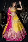 Buy_Sidhaarth & Disha_Yellow Blouse Raw Silk Embroidery Resham Sweetheart Gul Shamiyana Lehenga Set _at_Aza_Fashions