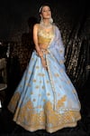 Buy_Sidhaarth & Disha_Blue Blouse Organza With Velvet Patch Embroidery Sequin Gulmohar Lehenga Set _at_Aza_Fashions