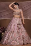 Buy_Sidhaarth & Disha_Pink Blouse Raw Silk Embroidery Gota Queen Fleur And Zari Lehenga Set _at_Aza_Fashions