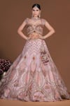 Sidhaarth & Disha_Pink Blouse Raw Silk Embroidery Gota Queen Fleur And Zari Lehenga Set _Online_at_Aza_Fashions
