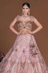 Buy_Sidhaarth & Disha_Pink Blouse Raw Silk Embroidery Gota Queen Fleur And Zari Lehenga Set _Online_at_Aza_Fashions