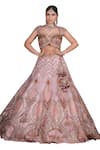 Shop_Sidhaarth & Disha_Pink Blouse Raw Silk Embroidery Gota Queen Fleur And Zari Lehenga Set _Online_at_Aza_Fashions