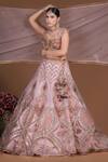 Shop_Sidhaarth & Disha_Pink Blouse Raw Silk Embroidery Gota Queen Fleur And Zari Lehenga Set _at_Aza_Fashions