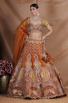 Buy_Sidhaarth & Disha_Orange Blouse Raw Silk Embroidery Gota Wildbloom And Zari Lehenga Set _at_Aza_Fashions