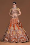 Sidhaarth & Disha_Orange Blouse Raw Silk Embroidery Gota Wildbloom And Zari Lehenga Set _Online_at_Aza_Fashions