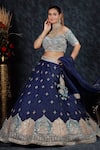 Buy_Sidhaarth & Disha_Blue Blouse Velvet Embroidery Gota Off Lily Bahar And Mirror Lehenga Set _at_Aza_Fashions