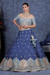 Sidhaarth & Disha_Blue Blouse Velvet Embroidery Gota Off Lily Bahar And Mirror Lehenga Set _Online_at_Aza_Fashions