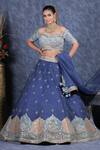 Buy_Sidhaarth & Disha_Blue Blouse Velvet Embroidery Gota Off Lily Bahar And Mirror Lehenga Set _Online_at_Aza_Fashions