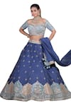 Shop_Sidhaarth & Disha_Blue Blouse Velvet Embroidery Gota Off Lily Bahar And Mirror Lehenga Set _at_Aza_Fashions